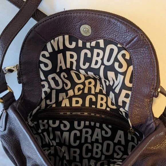 Marc Jacobs Natasha Cordovan Pebbled Leather Crossbody Bag Larger 12" version - Picture 5 of 6